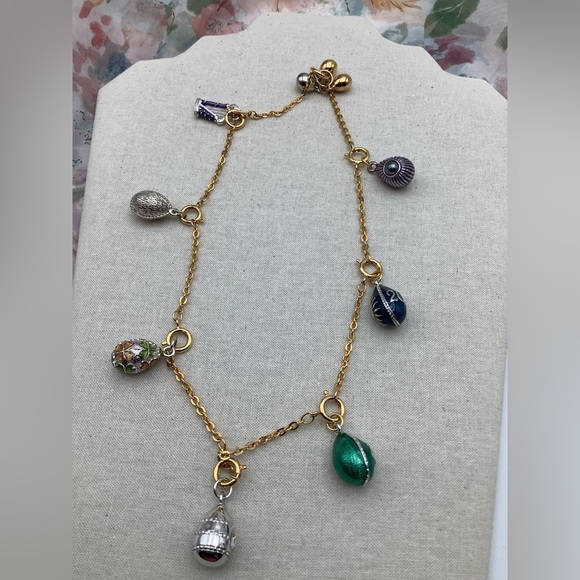 Joan Rivers Gold Necklace with Colorful Charms Egg Charms Lot Of 8 - Picture 1 of 6